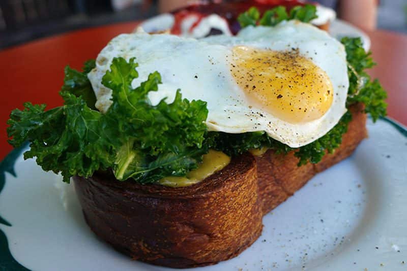 Open Faced Brioche Toast at Sqirl