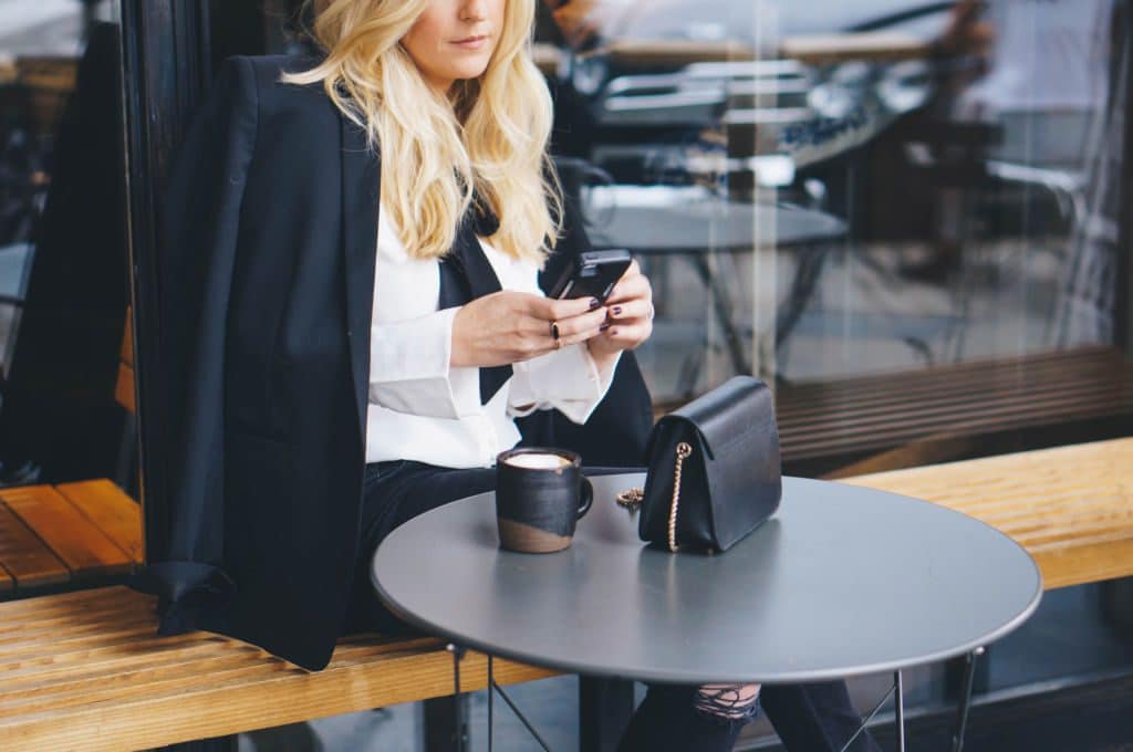 A pussy bow blouse with black silk tie, perfect for Fall. 